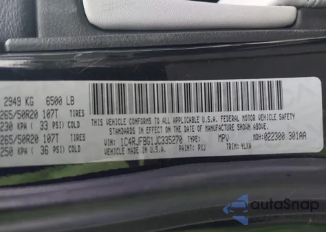 2018 Jeep Grand Cherokee Sterling Edition 4X4 from USA, damaged, VIN 1C4RJFBG1JC335270